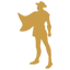 HunterLex mark: the gold caped figure